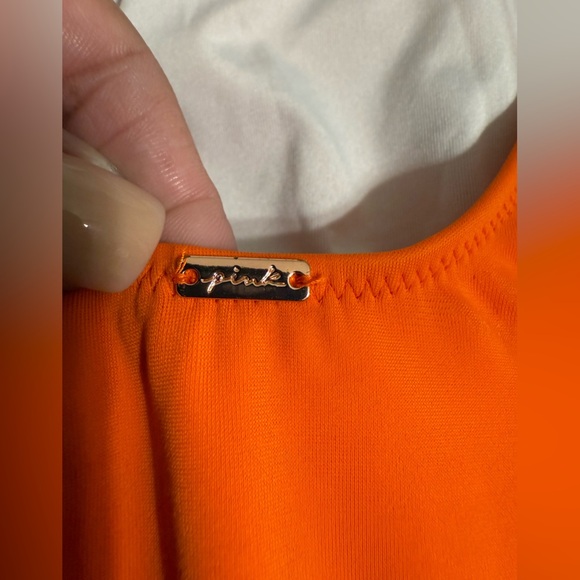 Pink by VS Orange One-Piece Swimsuit Size Large - Picture 2 of 5